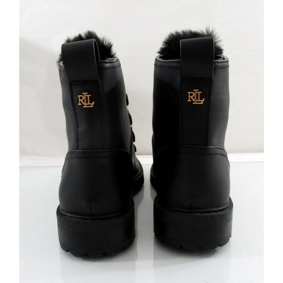Lauren Ralph Lauren Elliot Waterproof Lace Up Boots Fur Leather Black Size 7 - Picture 4 of 7